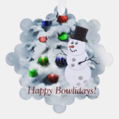 ボウリングボール雪だるまクリスマスカード オーナメントカード (正面)