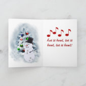 ボウリングボール雪だるまクリスマスカード シーズンカード (内部)