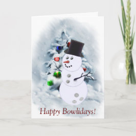 ボウリングボール雪だるまクリスマスカード シーズンカード