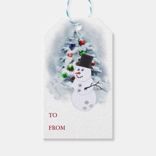 ボウリングボール雪だるまクリスマス ギフトタグ (正面)