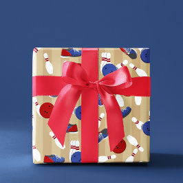 ボウリングボール、ピン及び靴パターン（の模様が）ある ラッピングペーパー