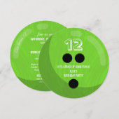 ボウリングボール | 子供の誕生日パーティー | ネオン緑 招待状 (正面/裏面)