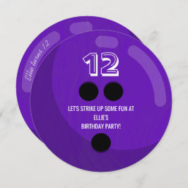 ボウリングボール |子供の誕生日パーティー |紫 招待状