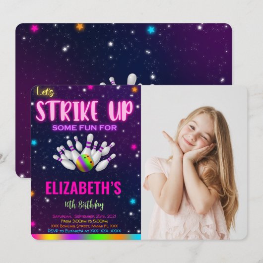 ボウリング写真招待状 招待状 (正面/裏面)