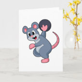 ボウリング場でボウリングボールを持ったネズミ カード (黄色い花)