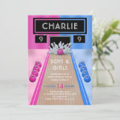 ボウリング場の少年少女 誕生日パーティー 招待状 (スタンド正面)