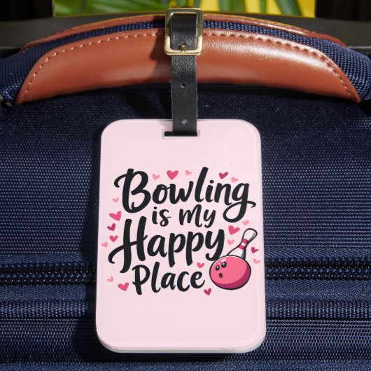 ボウリング愛好家のためのキュートなレトロ風スポーツデザイン ラゲッジタグ (正面インサイチュ2)