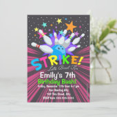 ボウリング招待状、ボウリング誕生日パーティー招待状 招待状 (スタンド正面)