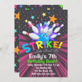 ボウリング招待状, ボウリング誕生日パーティー招待 招待状 (正面/裏面)