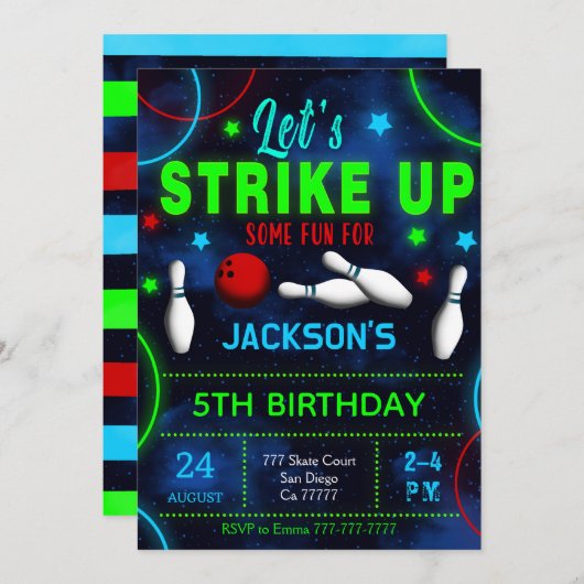 ボウリング招待状 招待状 (正面/裏面)