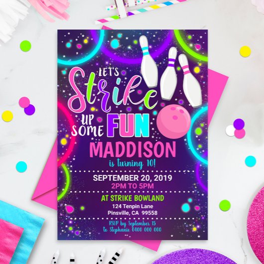 ボウリング招待 ボウリング 誕生日 ストライク 招待状