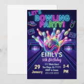 ボウリング誕生日パーティーを楽しもう 招待状 (正面/裏面)