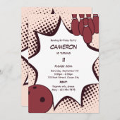 ボウリング11歳誕生日パーティー招待状 招待状 (正面/裏面)