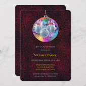 ボウリング ネオン ディスコボール グリッター 誕生日パーティー 招待状 (正面/裏面)