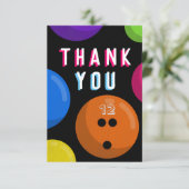 ボウリング バースデーパーティー 宇宙ボウリング ネオン オレンジ サンキューカード (スタンド正面)