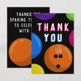 ボウリング バースデーパーティー 宇宙ボウリング ネオン オレンジ サンキューカード