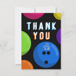 ボウリング バースデーパーティー 宇宙ボウリング ネオン ブルー サンキューカード