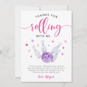 ボウリング ピンク バースデー ありがとう ロールしてくれて サンキューカード (正面)