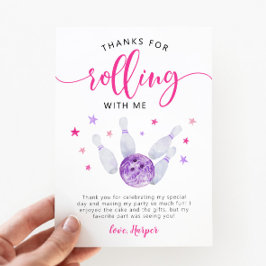 ボウリング ピンク バースデー ありがとう ロールについて一緒にいてくれて サンキューカード