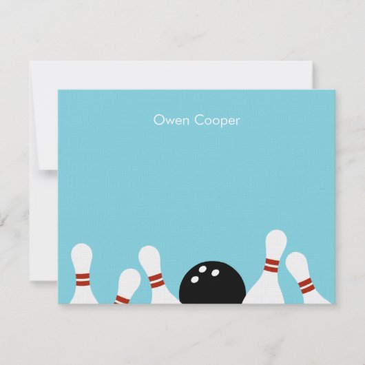 ボウリング・ファン・サンクスカード（ターコイズ） ノートカード (正面)