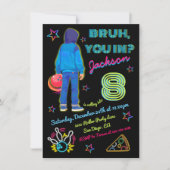 ボウリング・ブラァ・ネオン・ローラー・スケーティング・バースデー 招待状 (正面)