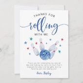 ボウリング ブルー バースデー 一緒に転がってくれてありがとう サンキューカード (正面)