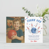 ボウリング モダン キッズ バースデー パーティー フォト サンキューカード (スタンド正面)