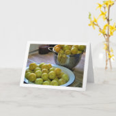 ボウルとざるに入った黄色のプルーン カード (黄色い花)