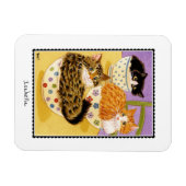 ボウルに入ったかわいい猫たち名前をカスタムする磁石 マグネット (横)