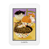 ボウルに入ったかわいい猫たち名前をカスタムする磁石 マグネット (縦)