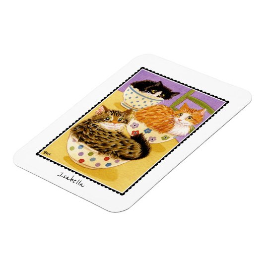 ボウルに入ったかわいい猫たち名前をカスタムする磁石 マグネット (左側)