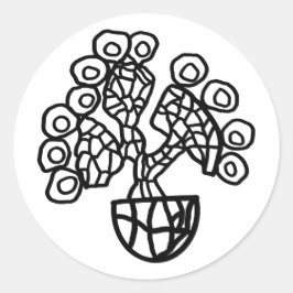 ボウルに入ったサボテン ラウンドシール