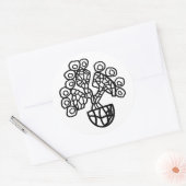 ボウルに入ったサボテン ラウンドシール (封筒)