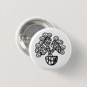 ボウルに入ったサボテン 缶バッジ (正面&裏面)