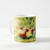 ボウルに入った生き残りリンゴ素朴 コーヒーマグカップ (正面左)