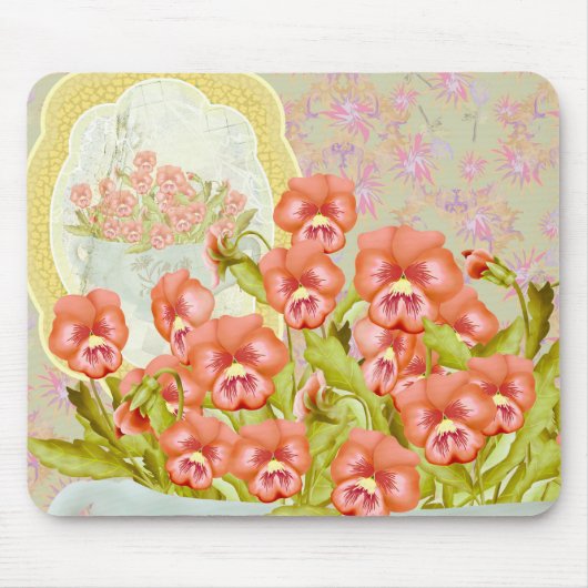 ボウルに入れたパンジー マウスパッド (正面)