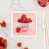 ボウルに赤いイチゴ夏のブランチ誕生日 スタンダードカクテルナプキン (インサイチュ)
