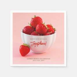 ボウルに赤いイチゴ夏のブランチ誕生日 スタンダードカクテルナプキン