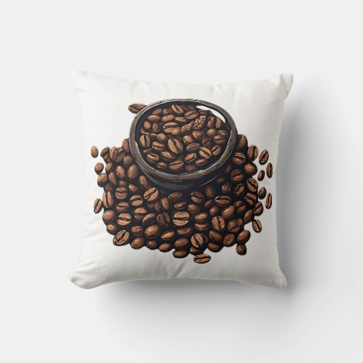 ボウルの中のコーヒー豆 クッション (正面)