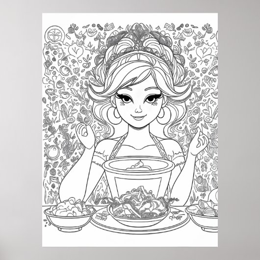 ボウルを持つ美しい少女 ポスター (正面)