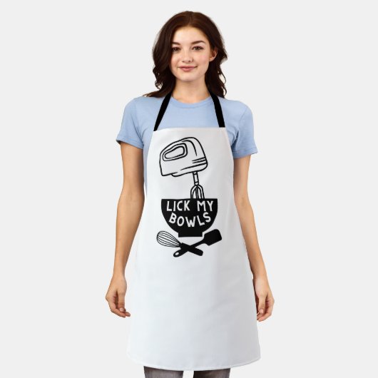 ボウルを舐める エプロン (着用した状態)