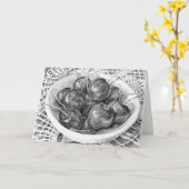 ボウルオブさくらんぼペンスケッチグリーティングカード カード (黄色い花)