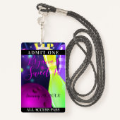 ボウルグローボーリング誕生日パーティーライトVIPパス バッジ (裏面ランヤード)