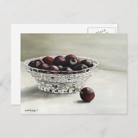 ボウル一杯のさくらんぼアートポストカード ポストカード
