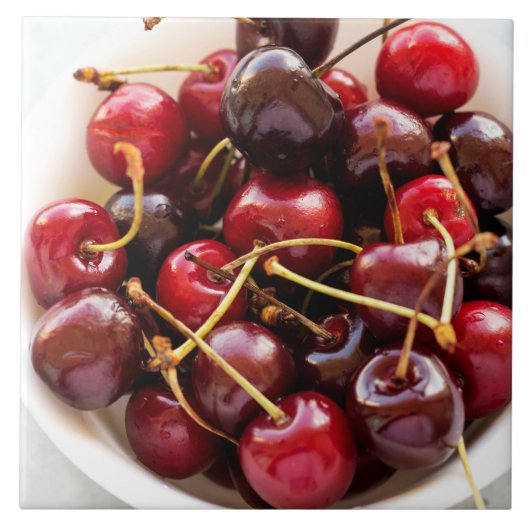 ボウル一杯のさくらんぼ タイル (正面)