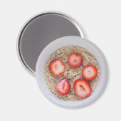 ボウル一杯のオートミールとイチゴ磁石 マグネット (正面/裏面)