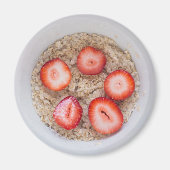 ボウル一杯のオートミールとイチゴ磁石 マグネット (正面)