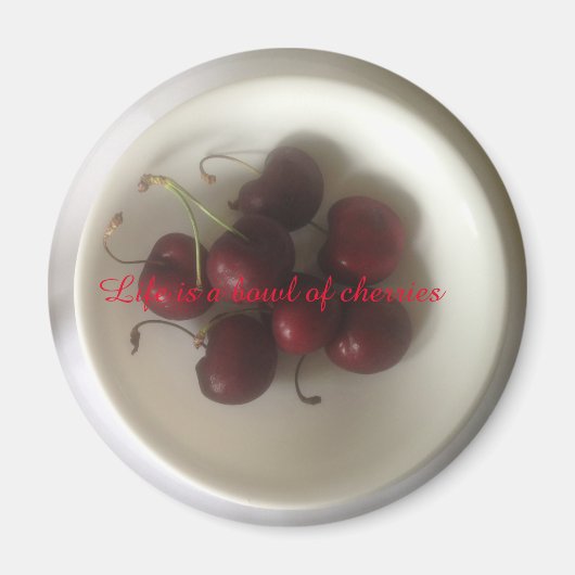 ボウル1杯のビンさくらんぼ マグネット (正面)