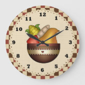 ボウル1杯のフルーツキッチン時計 ラージ壁時計 (正面)