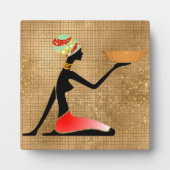 ボウル・シルエット・プラーク付きアフリカ人女性 フォトプラーク (正面)